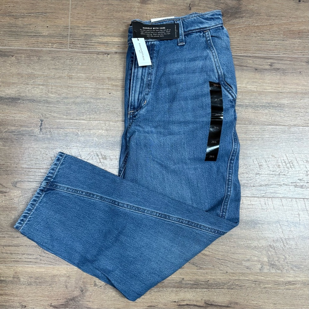 Banana Republic NWT Women’s High-Rise BARREL Leg Ankle Length Blue Jeans 28/6